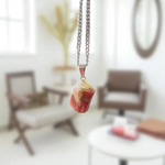 Natural Rainbow Red Jasper Pendant with Tumbled Finish on Chain – Lab Certified Spiritual Healing Stone