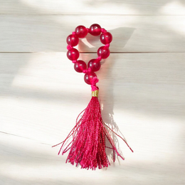 Natural Red Agate (Red Hakik) Finger Mala with 9+1 lab-certified deep red beads, handcrafted for meditation, chanting, and energy balancing by MALAWALA