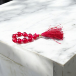 Natural Red Agate (Red Hakik) Finger Mala with 9+1 lab-certified deep red beads, handcrafted for meditation, chanting, and energy balancing by MALAWALA