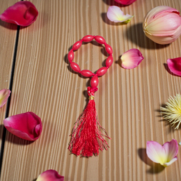 Natural Red Coral Finger Mala 9+1 Beads, Handcrafted Lal Moonga Mala 8-9mm, Lab Certified