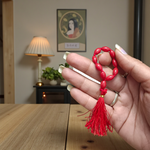 Natural Red Coral Finger Mala 9+1 Beads, Handcrafted Lal Moonga Mala 8-9mm, Lab Certified