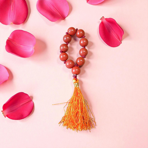 Natural Red Jasper Finger Mala 9+1 beads, 8mm bead size, lab-certified, ideal for meditation, prayer, and Reiki healing