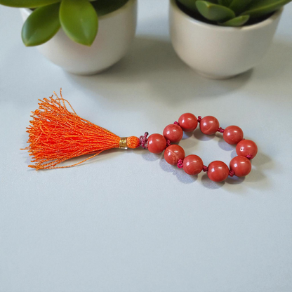Natural Red Jasper Finger Mala 9+1 beads, 8mm bead size, lab-certified, ideal for meditation, prayer, and Reiki healing