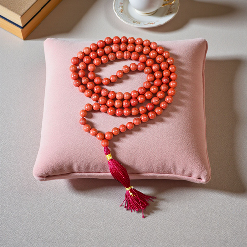 Natural Red Jasper Mala 108+1 beads & 27+1 beads with 8mm bead size, lab-certified, ideal for meditation, Japa, and Reiki healing