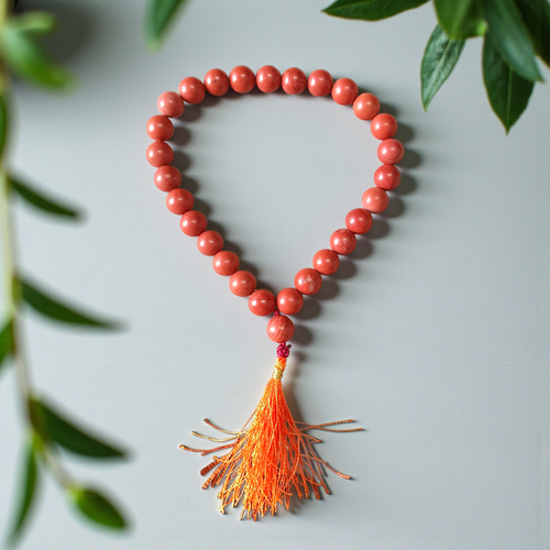 Natural Red Jasper Mala 27+1 beads with 8mm bead size, lab-certified, energized for spiritual, healing, and protective use