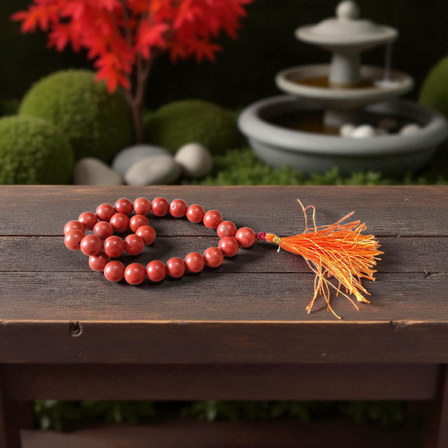 Natural Red Jasper Mala 27+1 beads with 8mm bead size, lab-certified, energized for spiritual, healing, and protective use