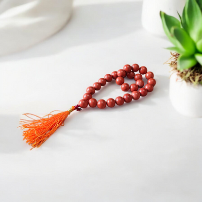 Natural Red Jasper Mala 27+1 beads with 8mm bead size, lab-certified, energized for spiritual, healing, and protective use