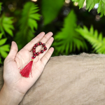 Natural Red Sandalwood (Lal Chandan) Finger Mala with 9+1 lab-certified fragrant red beads, handcrafted for meditation, mantra chanting, and deeper focus by MALAWALA