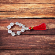 Natural Rock Crystal (Sphatik) Finger Mala with 9+1 transparent beads of 7–8mm, ideal for meditation, chanting, and healing for men and women