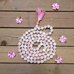 Natural Rose Quartz Mala with 8mm pink gemstone beads for meditation and healing