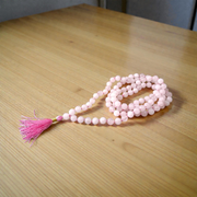 Natural Rose Quartz Mala with 8mm pink gemstone beads for meditation and healing