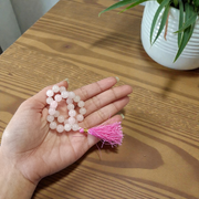 Natural Rose Quartz Mala with 8mm pink gemstone beads for meditation and healing
