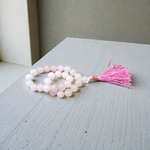 Natural Rose Quartz Mala with 8mm pink gemstone beads for meditation and healing