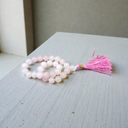 Natural Rose Quartz Mala with 8mm pink gemstone beads for meditation and healing