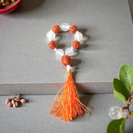 Natural Rudraksha Crystal Finger Mala 9+1 Beads, Rudraksha Sphatik Mala 8-9mm, Lab Certified