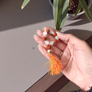 Natural Rudraksha Crystal Finger Mala 9+1 Beads, Rudraksha Sphatik Mala 8-9mm, Lab Certified