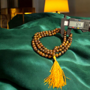Natural Tiger Eye Mala with 108+1 beads and guru bead, handcrafted and polished, used for meditation and protection