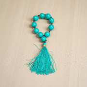 Natural Turquoise (Firoza) Finger Mala with 9+1 lab-certified sky-blue beads, handcrafted for meditation, healing, and spiritual practices by MALAWALA