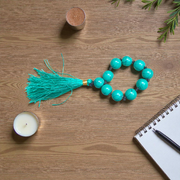 Natural Turquoise (Firoza) Finger Mala with 9+1 lab-certified sky-blue beads, handcrafted for meditation, healing, and spiritual practices by MALAWALA