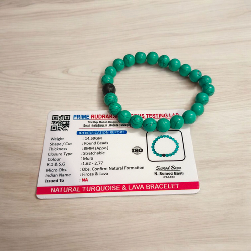Natural Turquoise & Lava Bracelet – 8mm Lab Certified Beads for Peace, Focus & Protection – Malawala