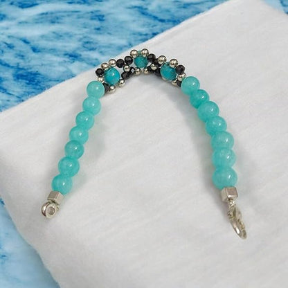 Natural Turquoise and Blue Chalcedony 8MM Certified Bracelet – Dual tone healing stone accessory with a stretchable band