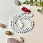 Natural White Agate Mala (Safed Hakik) with 108+1 Handcrafted 6mm Beads for Meditation and Healing