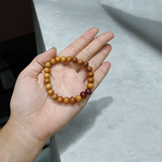 Natural White & Red Sandalwood Bracelet with 8mm round beads, stretchable design, handmade for meditation and spiritual use