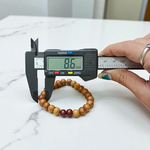 Natural White & Red Sandalwood Bracelet with 8mm round beads, stretchable design, handmade for meditation and spiritual use