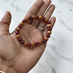 Natural White and Red Sandalwood (Chandan) Bracelet with 7-8mm polished beads, stretchable thread, and alternating design pattern