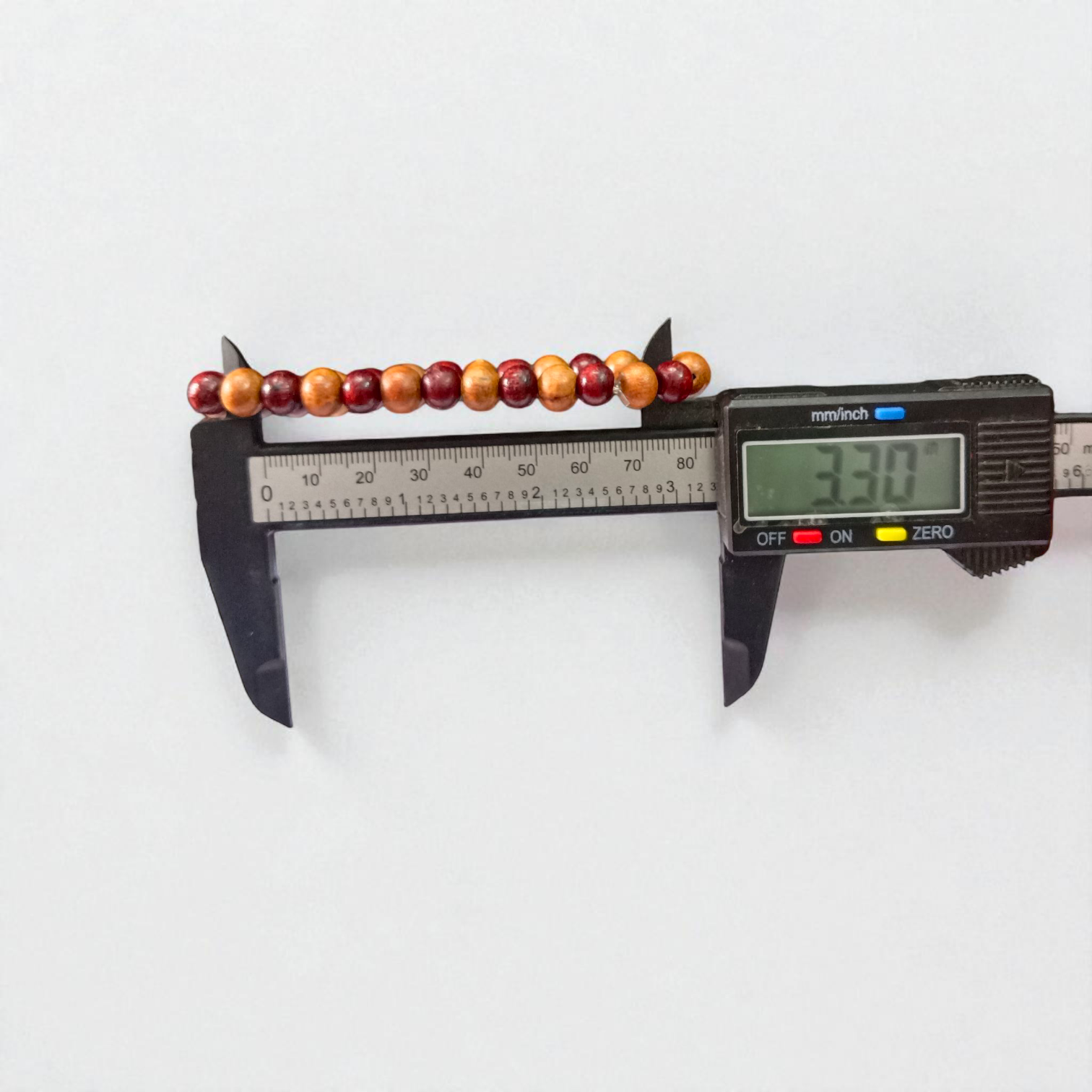 Natural White and Red Sandalwood (Chandan) Bracelet with 7-8mm polished beads, stretchable thread, and alternating design pattern