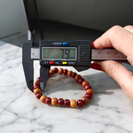 Natural White and Red Sandalwood (Chandan) Bracelet with 7-8mm polished beads, stretchable thread, and alternating design pattern