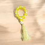 Natural Yellow Agate Finger Mala with 9+1 polished yellow Hakik beads, handcrafted for meditation, chanting, and energy balancing