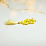 Natural Yellow Agate Finger Mala with 9+1 polished yellow Hakik beads, handcrafted for meditation, chanting, and energy balancing