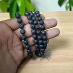 Natural black lava stone mala with 108+1 beads, handcrafted for meditation and healing – Malawala