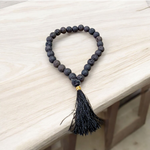 Natural black lava stone mala with 108+1 beads, handcrafted for meditation and healing – Malawala