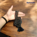 Natural black lava stone mala with 108+1 beads, handcrafted for meditation and healing – Malawala