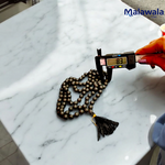 Natural black lava stone mala with 108+1 beads, handcrafted for meditation and healing – Malawala