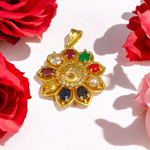 Navratan Locket - Nine Gemstones with Om Symbol for Spiritual Balance & Protection - Malawala
