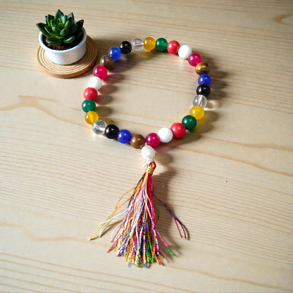 Navratan/Navgrah Mala with 108+1 Beads (8mm) – Lab Certified Nine Gemstones for Astrology, Meditation & Daily Wear