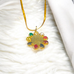 Navratna Locket with Shri Yantra Pendant - Nine Gemstones & Shri Yantra for Blessings & Spiritual Protection - Malawala
