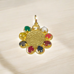 Navratna Locket with Shri Yantra Pendant - Nine Gemstones & Shri Yantra for Blessings & Spiritual Protection - Malawala