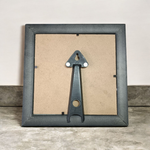 Om Shanti Yantra framed with raw pyrite in a 7x7 inch handcrafted wooden frame, ideal for meditation, pooja, or yoga rooms