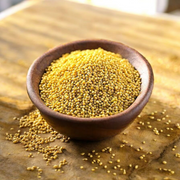 Organic yellow mustard seeds (Peeli Sarso) in a bowl, golden color, pure and ritual-ready