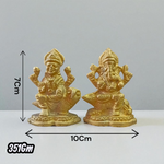 Pair of brass idols featuring Goddess Lakshmi and Lord Ganesha in intricate design, ideal for puja, gifting, and home decor