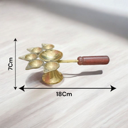 Panch Mukhi Jyot For Aarti With Handle | 100% Pure Brass Jyot Malawala
