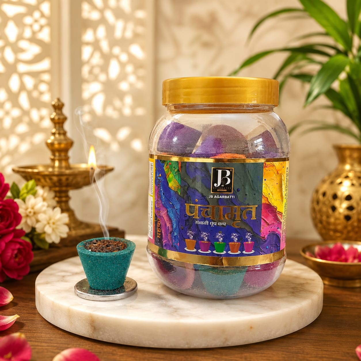 Panchamrut Sambrani Colorful Dhoop Cups Premium Fragrant Dhoop Cups for Daily Puja Meditation Spiritual Home Temple Air Purifying Incense by Malawala