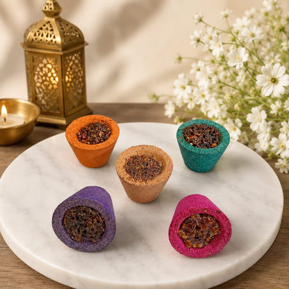 Panchamrut Sambrani Colorful Dhoop Cups Premium Fragrant Dhoop Cups for Daily Puja Meditation Spiritual Home Temple Air Purifying Incense by Malawala