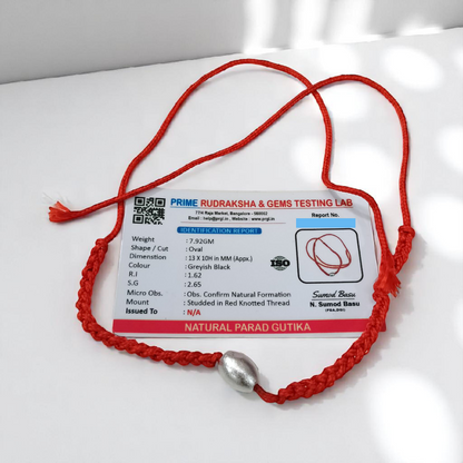 Parad Gutika Locket - Natural Mercury Beads for Spiritual Strength & Purification with Lab Certificate - Malawala