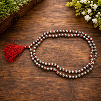 Parad Mala - Natural Mercury Beads for Spiritual Strength & Purification with Lab Certificate - Malawala