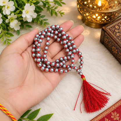 Parad Mala - Natural Mercury Beads for Spiritual Strength & Purification with Lab Certificate - Malawala